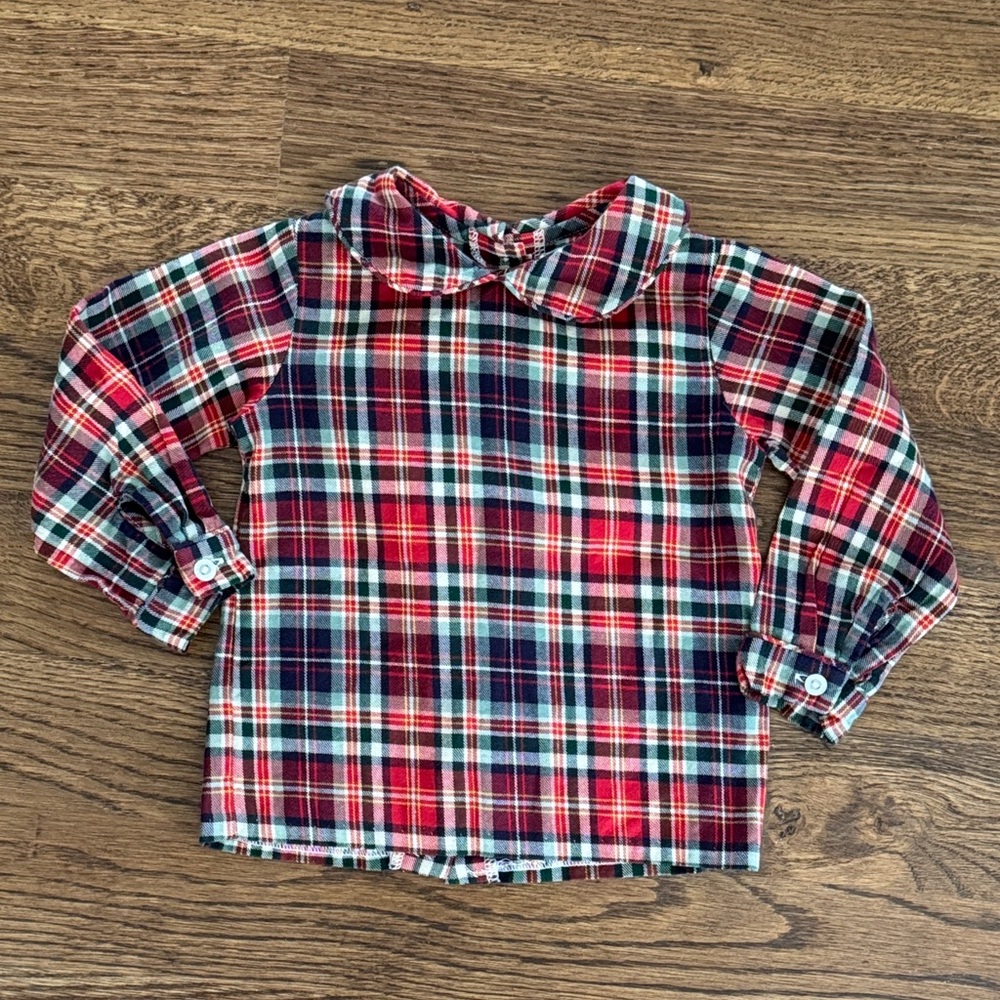 Little English Red And Navy Plaid Peter Pan Collar Blouse